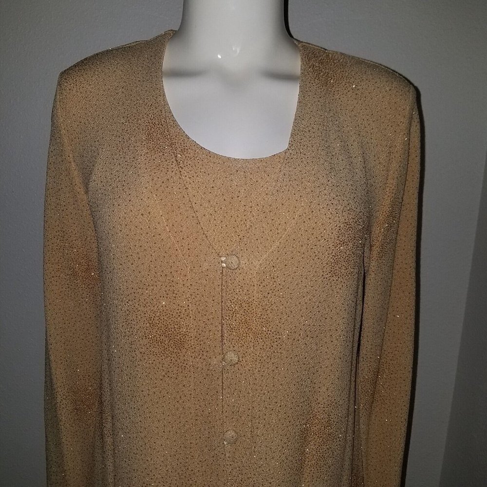 NEW Rabbit Rabbit Rabbit Designs Dress Jacket Set Gold Sparkle Size 8M MOTB VTG - Picture 2 of 16